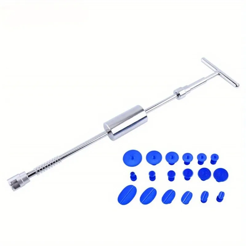 T‑Bar Car Dent Puller Kit, Slide Hammer Auto Body Sheet Metal Dent Repair Tool with 18Pcs Glue Tabs for Paintless Dent Removal