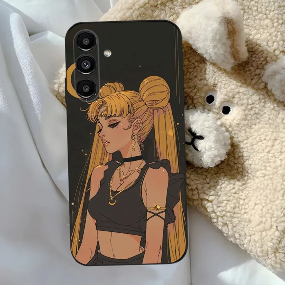 Anime girl S-sailors-Moon Capa de telefone para Samsung S24,23,22,30,21,10,9,Ultra,Plus,Lite,FE,5G Capa macia preta