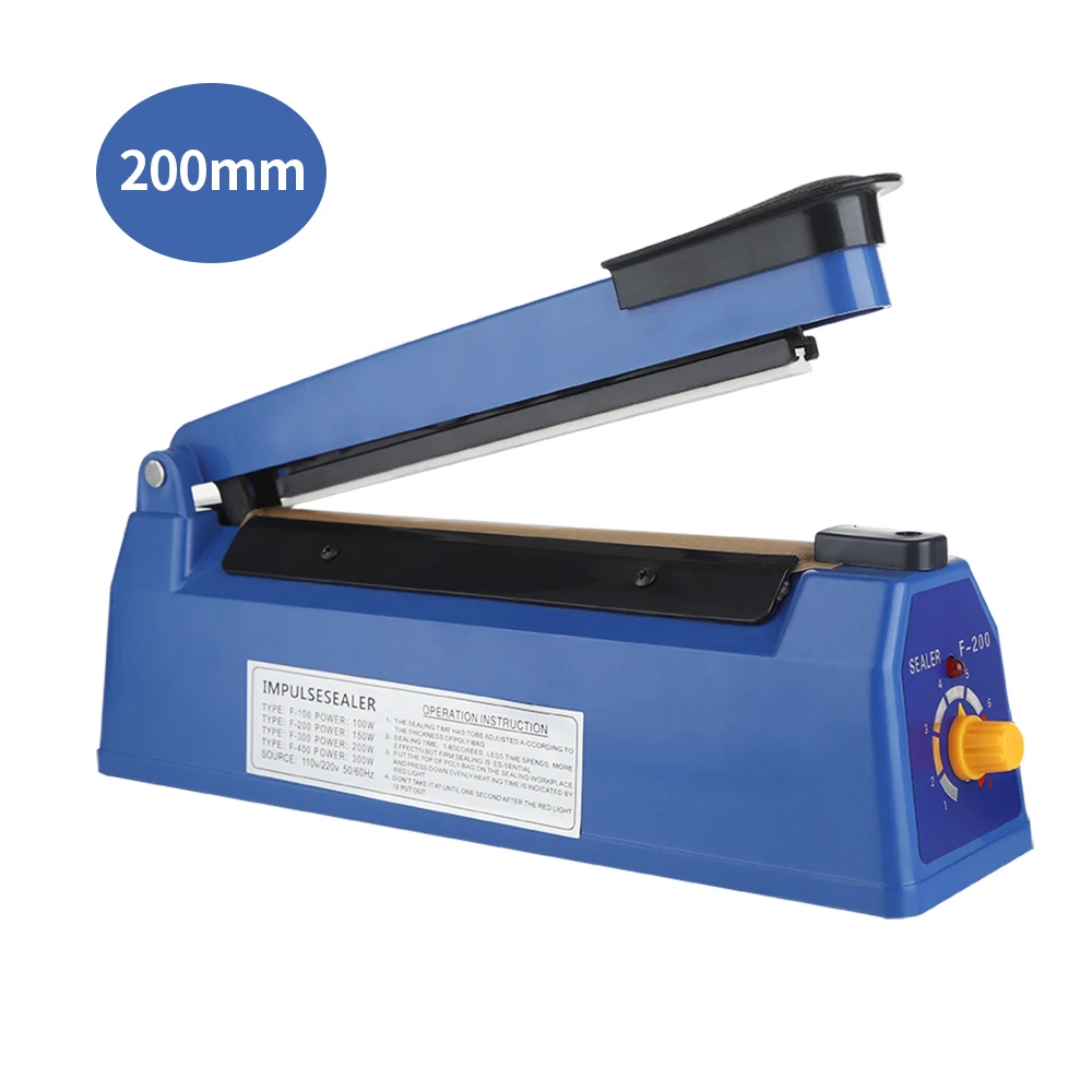 Portable Food Heat Sealing Machine 200mm Impulse Heat Sealer Manual Electric Vacuum Sealer Packaging Machine Home Plug and Play