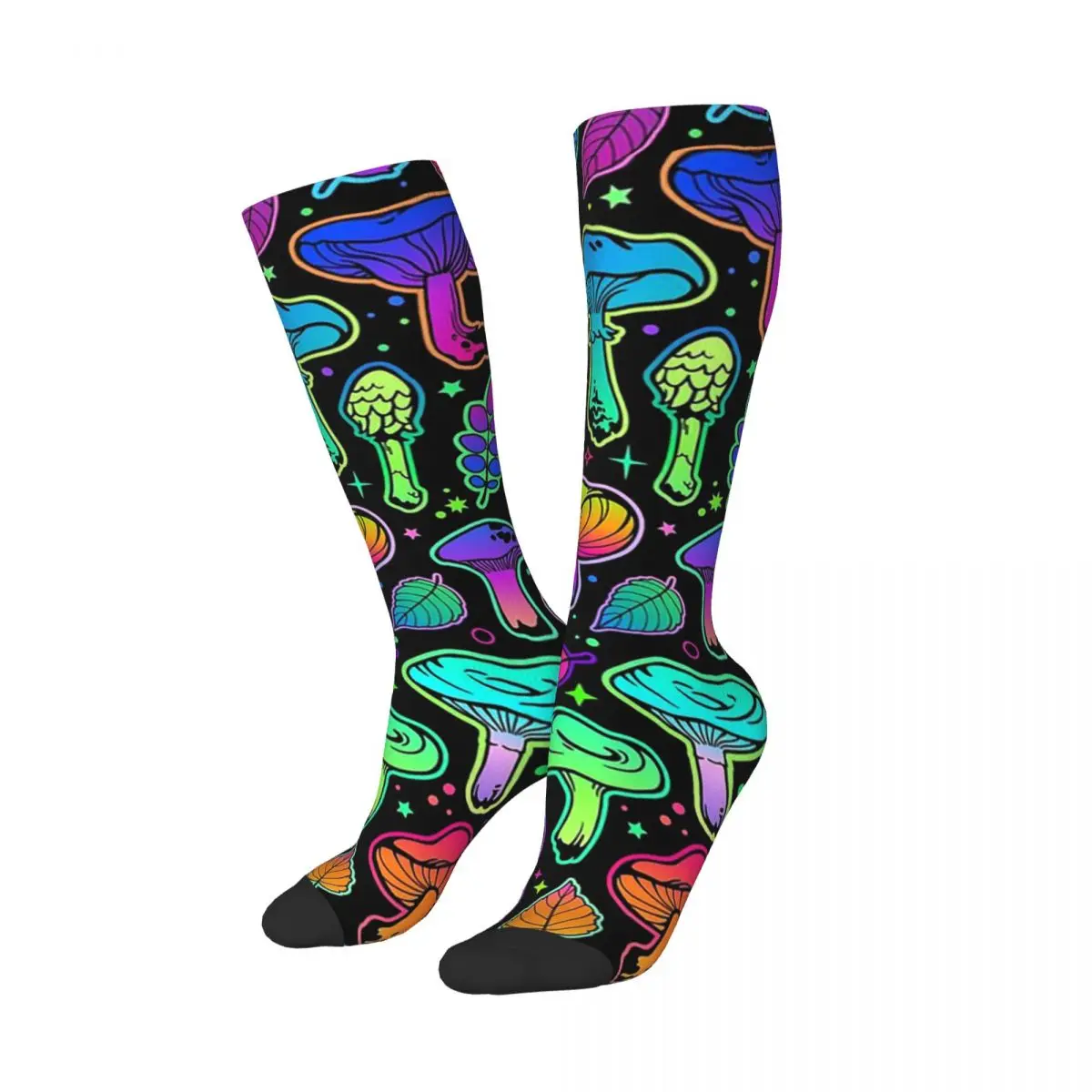 Psychedelic Magic Rainbow Mushrooms Socks Harajuku Stockings All Season Long Socks Accessories for Man Woman Christmas Gifts