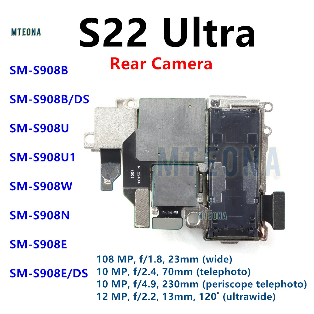 Back Facing Camera Set For Samsung Galaxy S22 Ultra 5G SM-S908B S908E/DS S908U S908N Phone Rear Main Camera Repair Spare Part