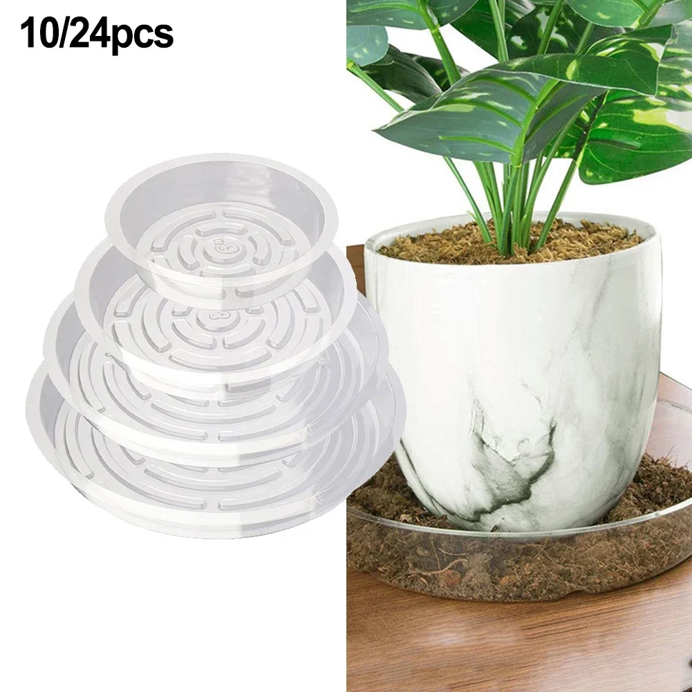 Clear Plastic Plant Saucers 10/24pcs 6-12 Inch Flower Pot Drip Trays For Indoor Outdoor Water Catcher Transparent Plant Trays