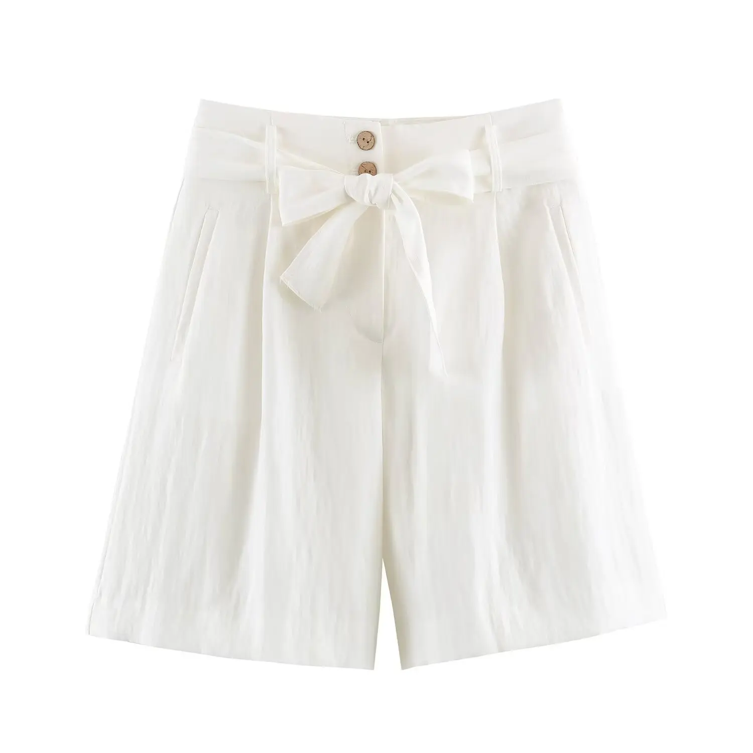 Dave&Di 2026 Summer New European And American Style Women's Bow Belt Casual Shorts