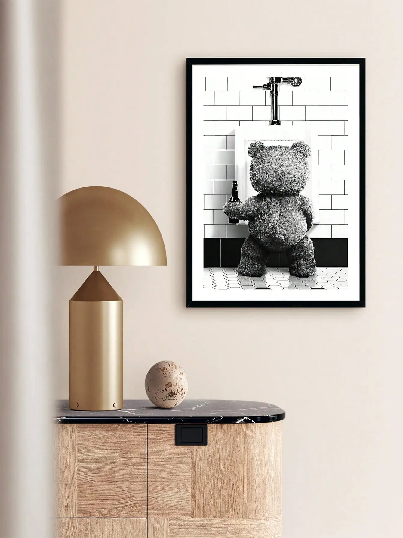 1 Pc, No Frame Canvas Print Painting Cute Bear In The Bathroom Modern Funny Living Room Toilet Wall Poster Art Room Home Decor