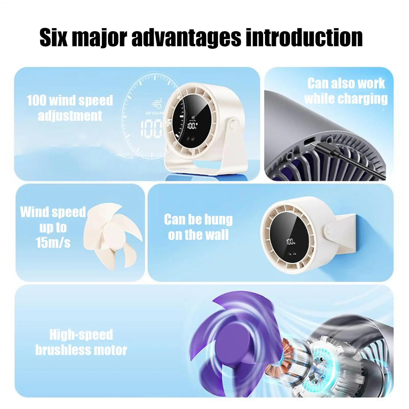 

Настольный вентилятор, 100-скоростной настольный вентилятор с цифровым дисплеем, бесшумное охлаждающее устройство для ручных путешествий, офисов, комнаты, кемпинга