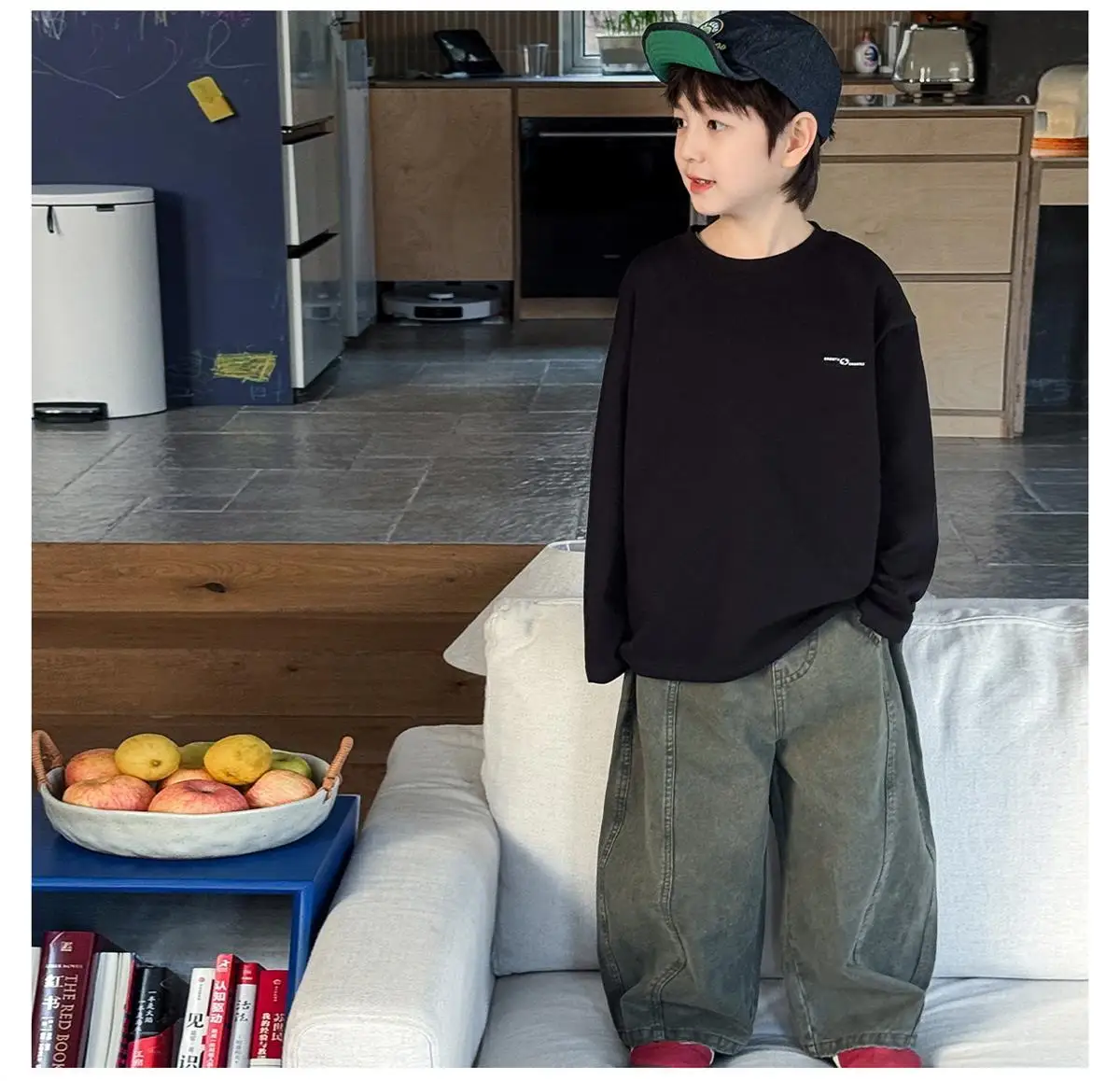 Boys Pants 2026 Spring Fall Kids Distressed Patchwork Cargo Pants Solid Versatile Baby Boy Spring Clothes Stylish