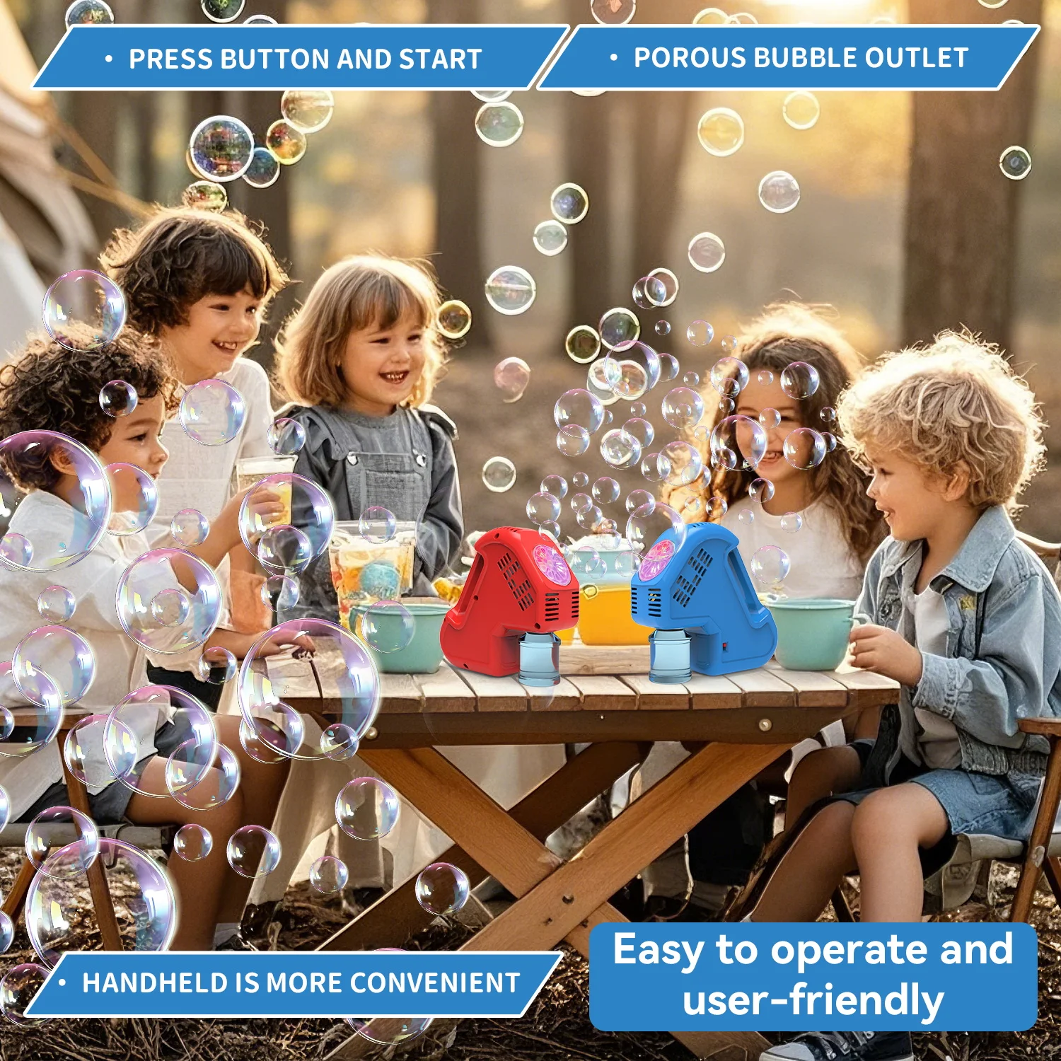 Handheld bubble machine lighting outdoor wedding game props children's colorful bubble toys bubbles without battery bubble water