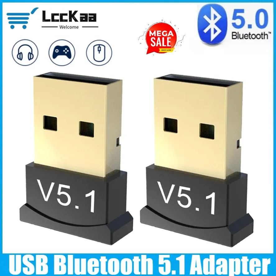 

USB Bluetooth 5.1 Adapter Wireless Bluetooth 5.1 Dongle Adapter Wireless Speaker Audio Receiver USB Transmitter for PC Laptop