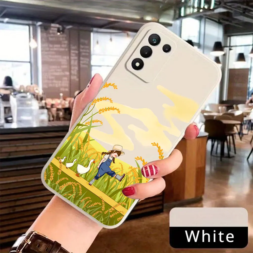 Rice Paddy Girl Illustration Phone Case For Samsung Galaxy A73 A72 A71 A70 A56 A55 A54 A53 A52 A51 A50 S 4G 5G Silicone Cover