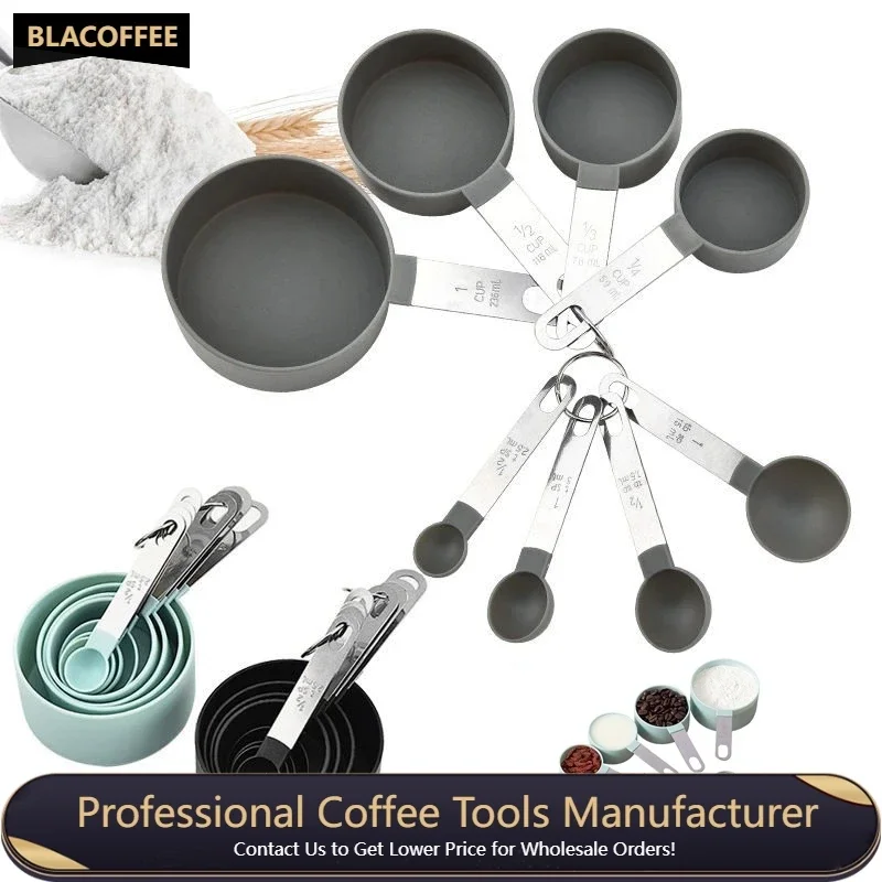 

Measuring Cups 8 Pcs/set Stackable Stainless Steel Handle Plastic Measuring Spoon Kitchen Gadgets Coffee Sugar Scoop Baking Tool