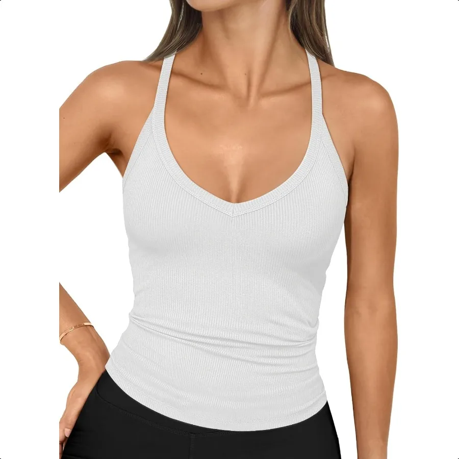 

Trendy Queen Womens Workout Tank Tops Racerback Summer 2025 Camisole Top V Neck Ribbed Sleevel Beach Fashion Clothes