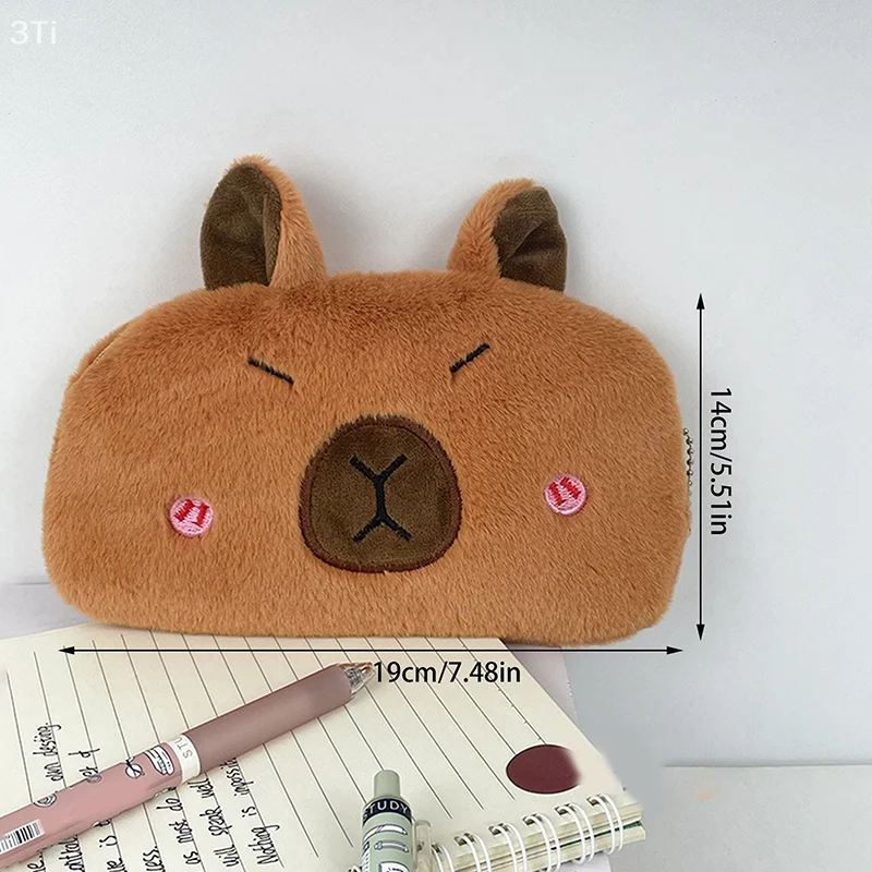 الساحرة القطيفة كابيبارا قلم رصاص الحقيبة مستحضرات التجميل حقيبة كبيرة الحجم حامل القلم صندوق أدوات مكتب المدرسة