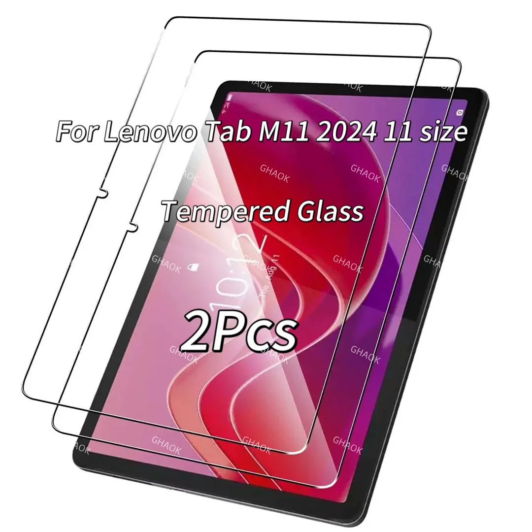 2 Pieces HD Scratch Proof Screen Protector Tempered Glass For Lenovo Tab M11 11-inch 2024 Tablet Protective Film Free Bubbles