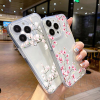 Retro Flower Casing For Iphone 16e 16 15 14 12 13 11 Pro Max XS Max X 6 6S 7 8 16 Plus XR Capa  Soft Floral Classic Clear Case