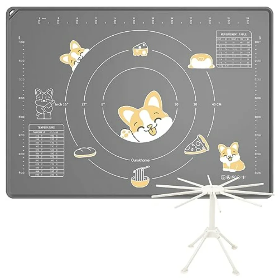 

Силиконовый коврик для выпечки 28 X 20, очень толстый, антипригарный и противоскользящий коврик для раскатки теста с таблицей измерения и преобразования Collapsi
