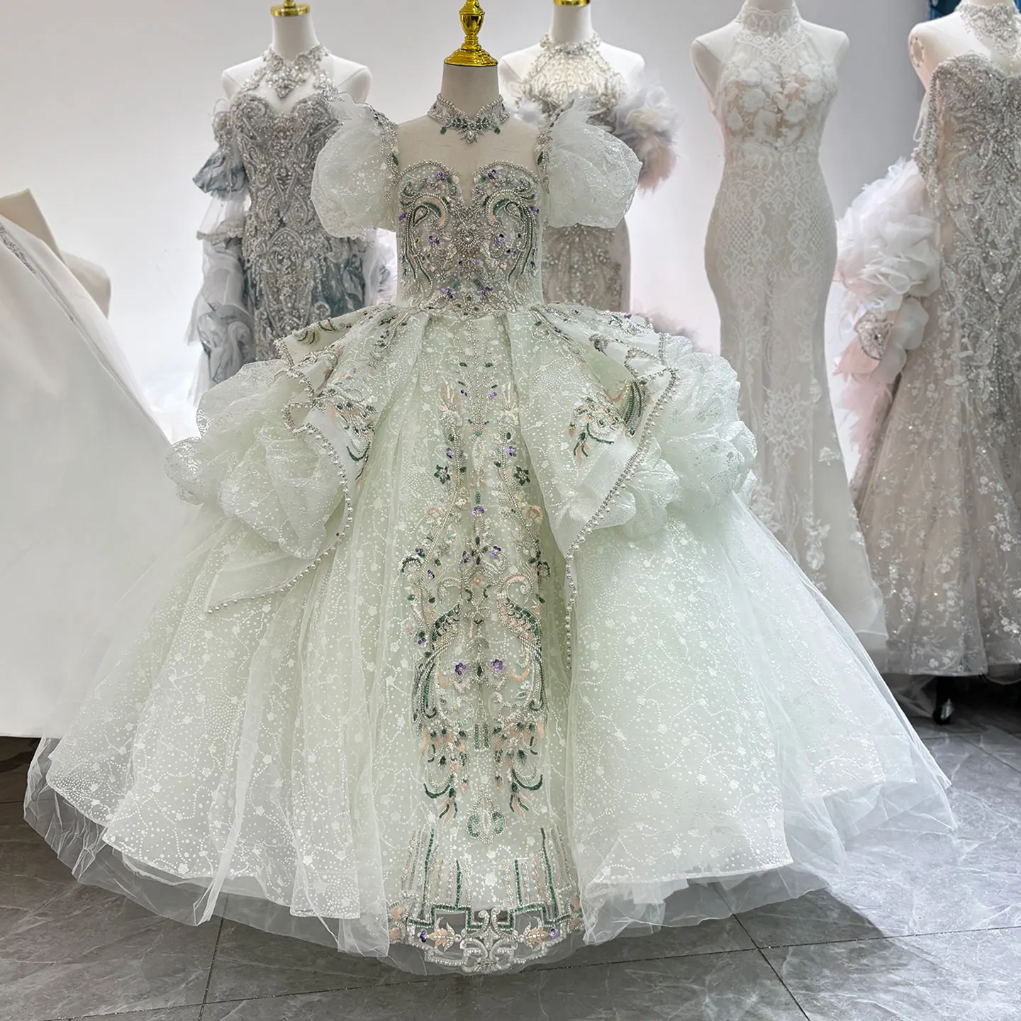 

Jill Wish Роскошные зеленые платья для Quinceanera с бисером блестками принцесса элегантное платье для танцев для детей свадьбы дня рождения J061