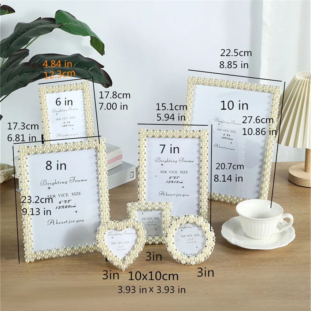 

European Pearl Photo Frame 3 "certificate Photo Love Circular Photo Frame 6" 8 "10" Horizontal And Vertical Universal Table Gift
