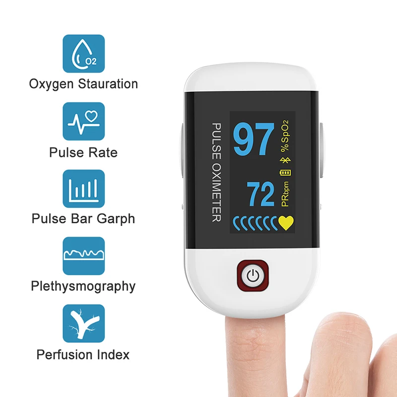 ChoiceMMed Bluetooth Finger Pulse Oximeter Blood Oxygen Saturation Heart Rate Monitor PI Meter OLED Digital Oximetro MD300C228