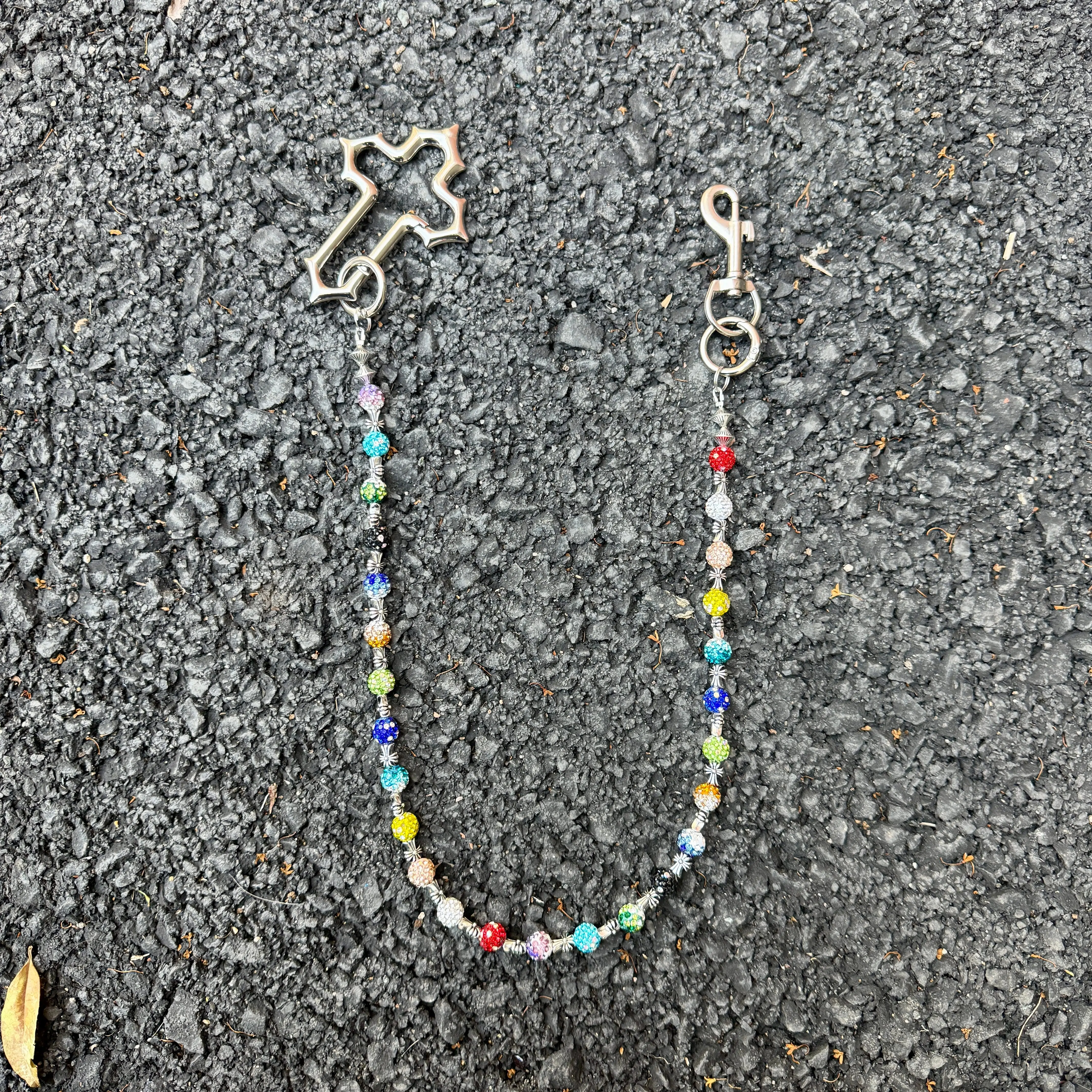 New punk style pants chain, shiny high-quality colored bead bag chain, perfect gift choice for couples