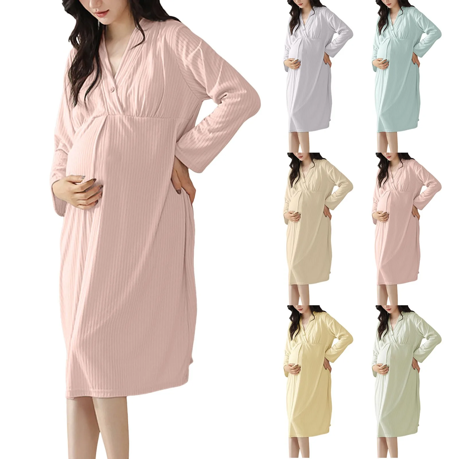 

Dress for Gender Reveal Party Modell Maternity Dress Breast Feeding Nightdress Summer Thin Belt Breast Pad Maternity Dress And