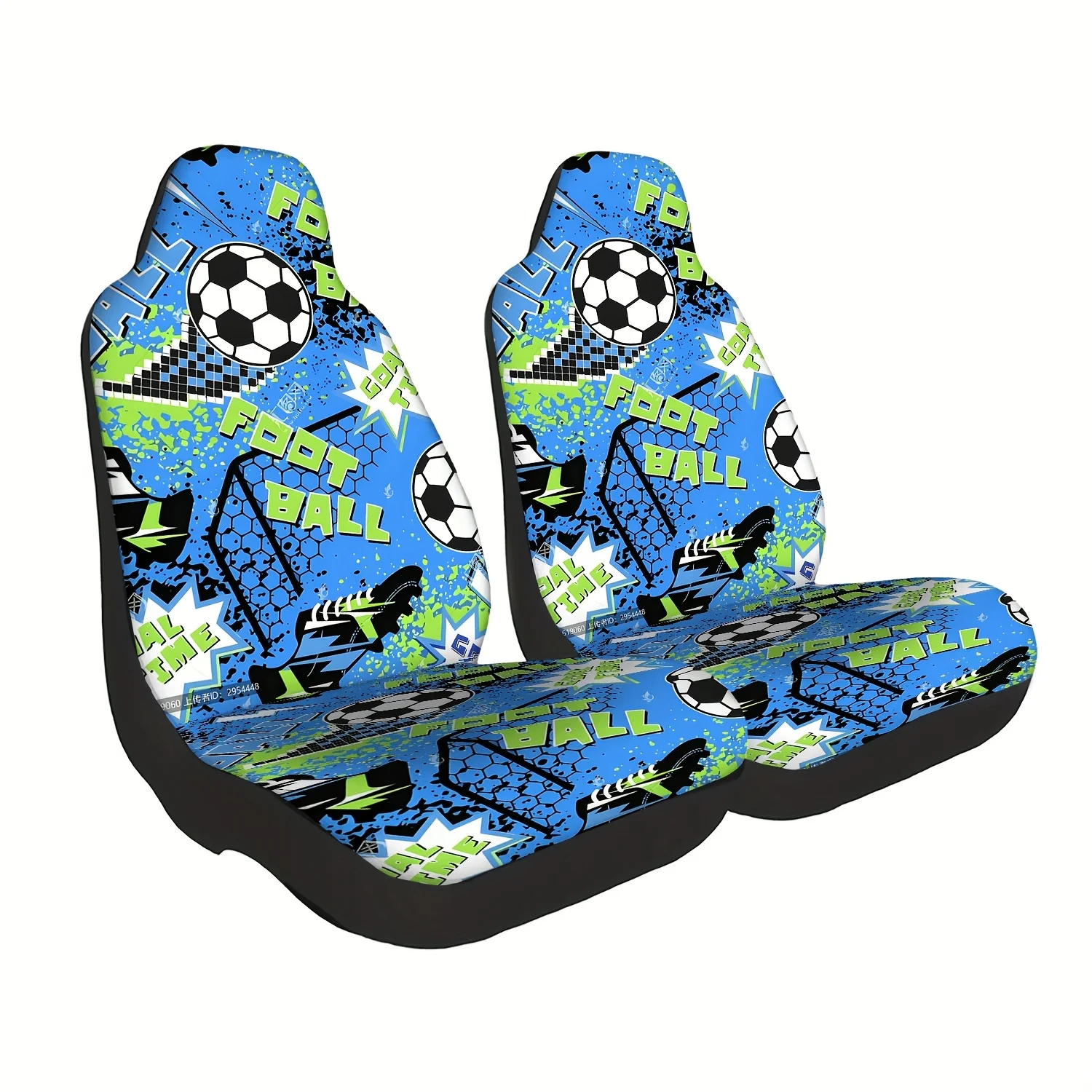 Set Of 2 Football-Themed Car Seat Covers, Cute Interior Additions For Cars, Front Seat Protectors Suitable For Cars, Trucks, Van