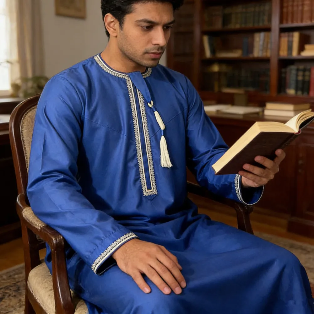 

Muslim Men Long Sleeve Pullover Dress Aman Abaya Jubba Thobe Saudi Arab Kaftan Islam Clothing Rayer Robe Male Daffah Dishdasha