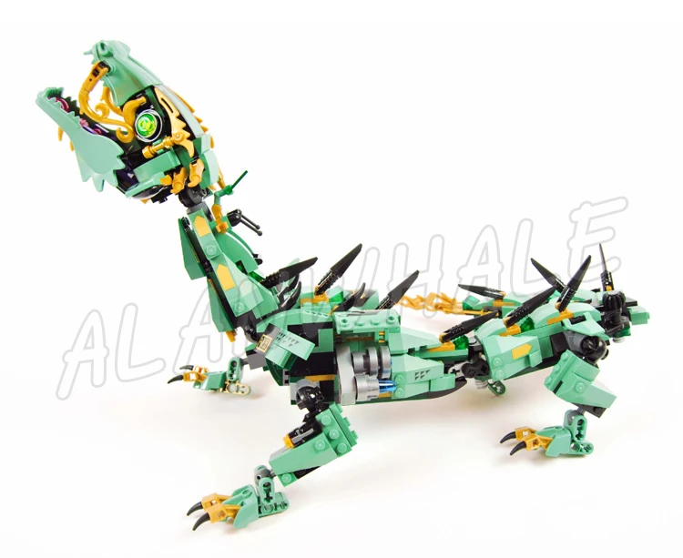 573pcs Shinobi Green Mech Dragon Fully Posable Body Swooshing Tail Garmadon 10718 Building Block Sets Compatible With Model