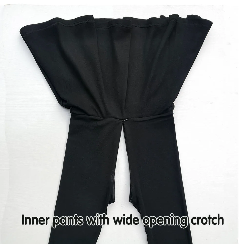 Pantaloni invisibili con apertura sul cavallo gonna donna pantaloni da Yoga in pile pantaloni sportivi a doppio strato all'aperto comodi Leggings attillati per il Fitness