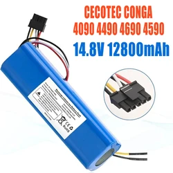 100% New 12800mAh Li-ion Battery for CECOTEC CONGA 4090 4490 4690 4590 Robot Vacuum Cleaner 14.4V 18650 4S2P Battery Packs