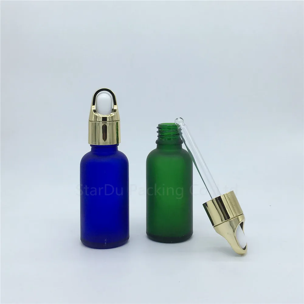 100pcs 30ml Amber Green Blue Transparent Frosted Glass Essential Oil bottle,30cc Glass Perfume Dropper Bottle