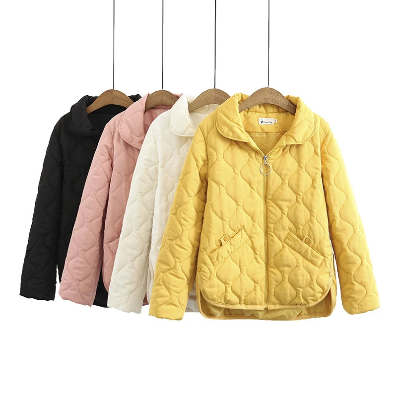 Parka corta para mujer, chaqueta acolchada fina, cálida, con botones sueltos y abertura en ambos lados, Otoño e Invierno