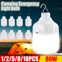 1-10pcs High Power LED Camping Light Waterproof USB Rechargeable Portable Lamp for Outdoor BBQ Hiking Emergency Hunting Power  ﻿