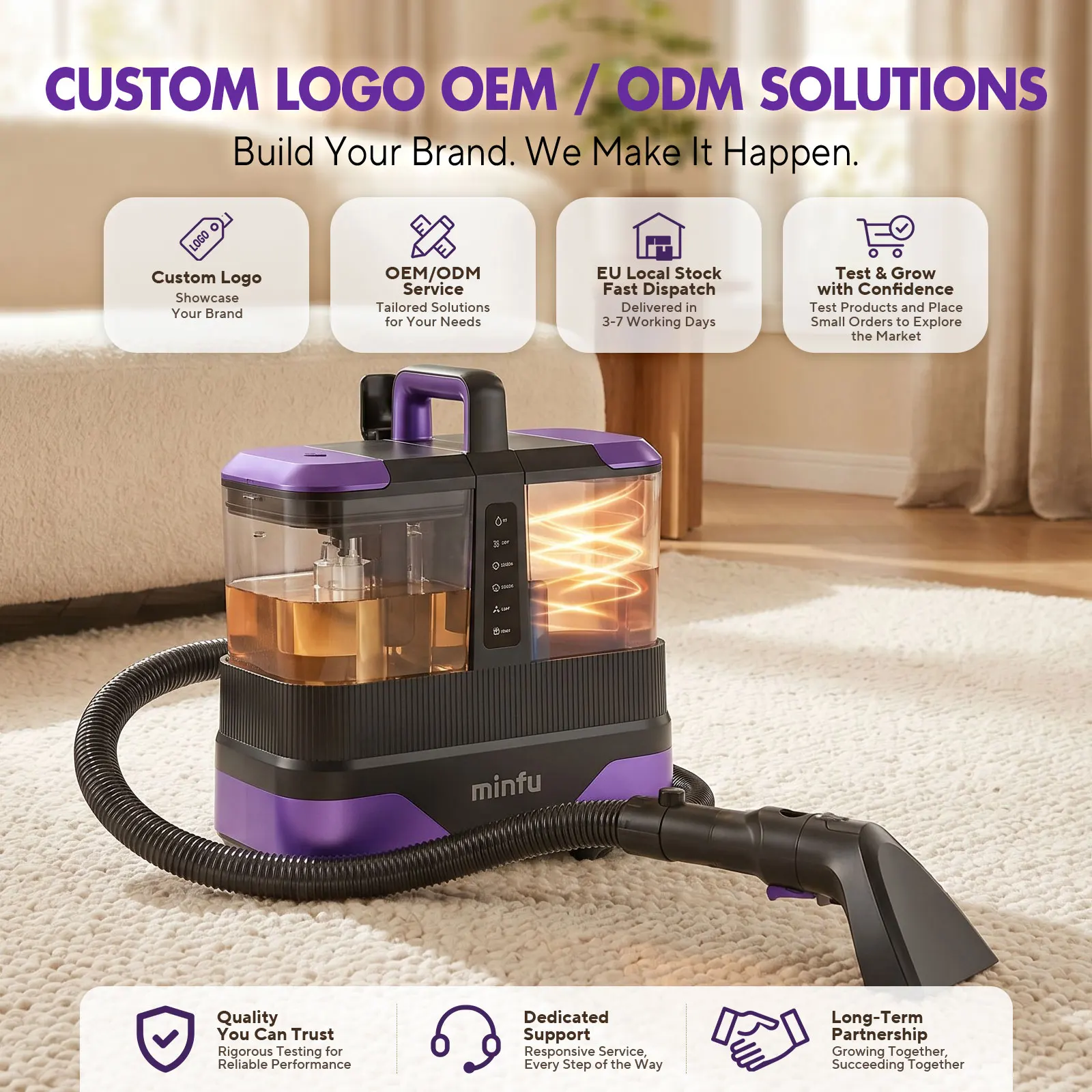 Steam Carpet Vacuum Cleaner Portable 16Kpa Suction Wet and Dry Washing with Multi Clean Modes Carpet Spot Deep Cleaner