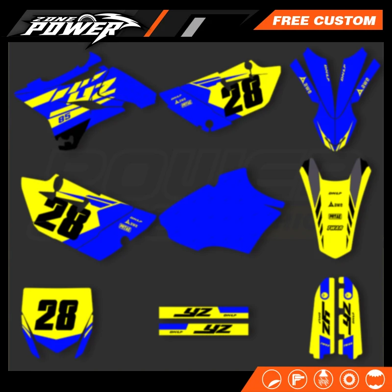 

Powerzone Custom Team Motorcycle Graphics Decals Stickers Kits for YAMAHA YZ85 2015 2016 2017 2018 2019 2020 2021