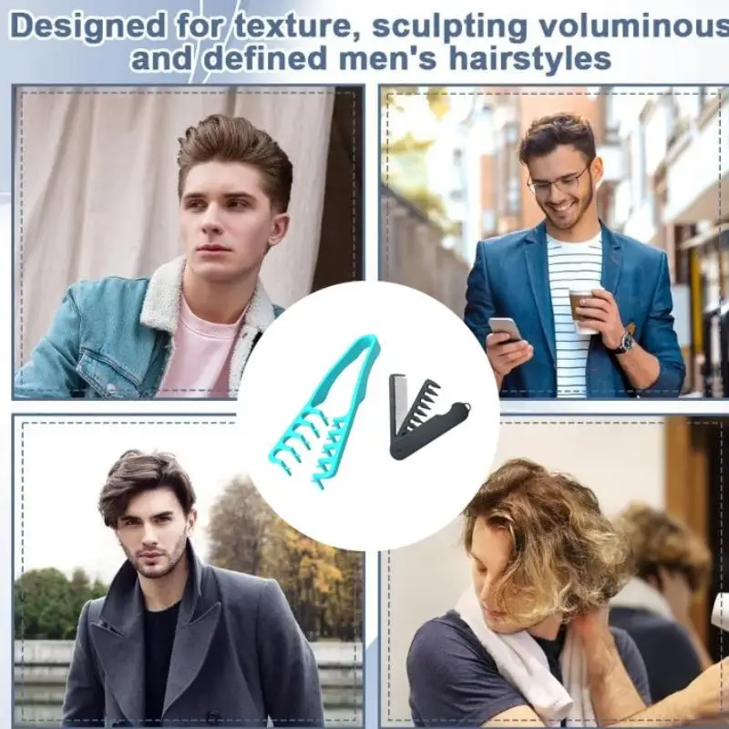 2 Pcs Volumizing Wide-Tooth Hair Styling Comb For Men Plastic With Textured Grip Ideal For All Hair Types Perfect For Home Use