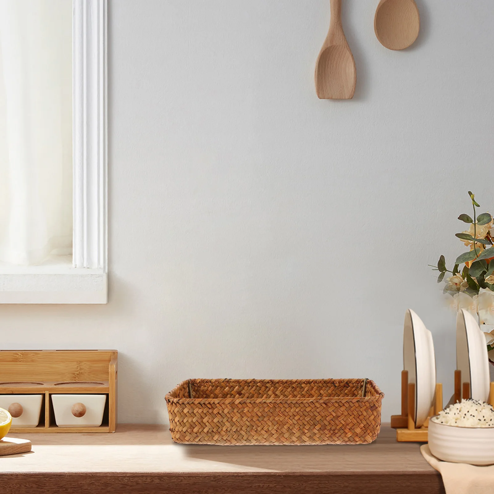 

Cutlery Organizer Basket Woven Storage Basket For Knife Fork Spoon Silverware Holder Tabletop Kitchen Utensil Organizer Sundries