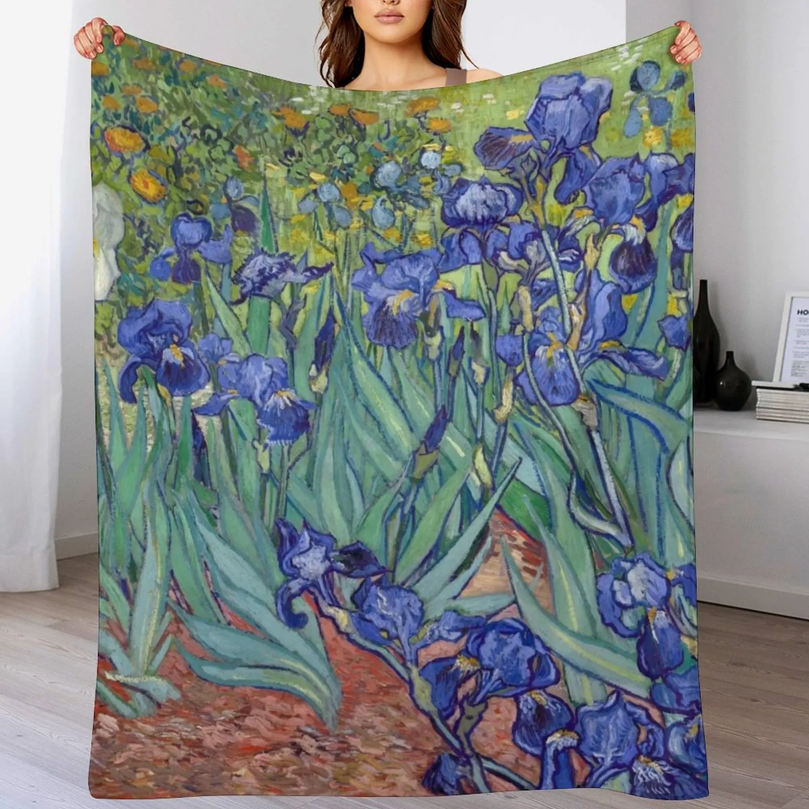 

Van Gogh - Irises Throw Blanket Cozy Microfiber Throw Blanket for Home Bedroom