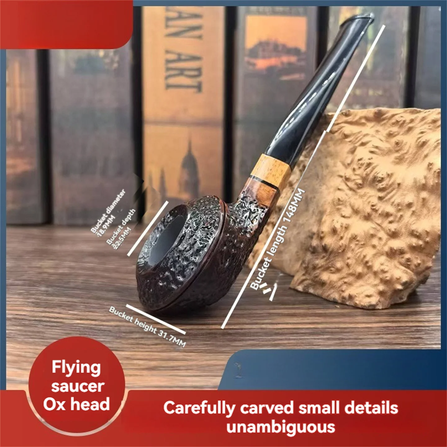

Handcrafted Briar Bulldog Tobacco Pipe - Long Stem / 3mm Filter, Solid Wood, Gentlemen's Smoking Pipe
