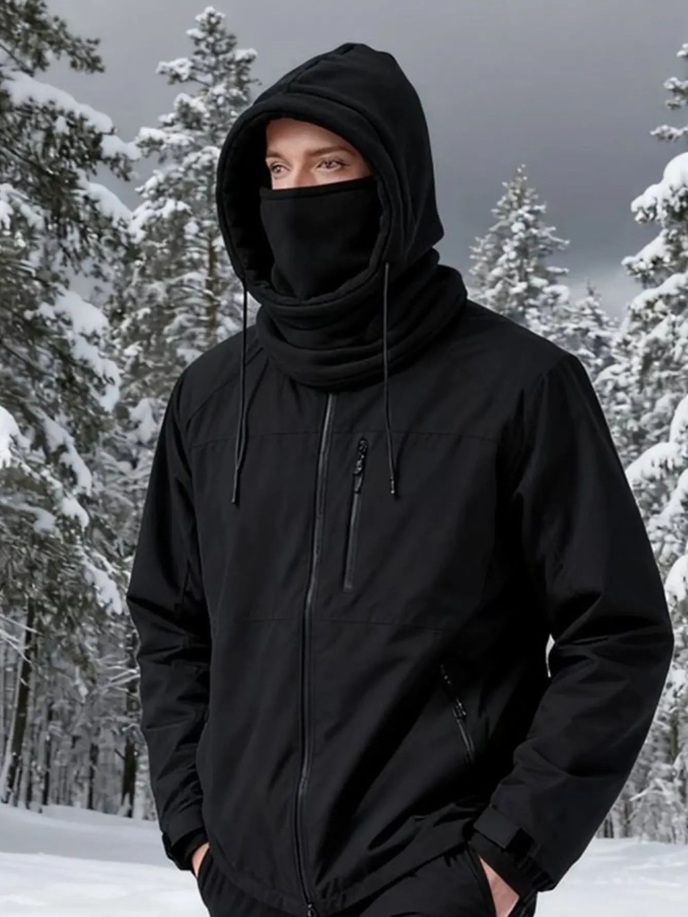 AliExpress NONE Unisex Winter Balaclava Knit Hood Windproof Bike Scarf Cap Men Women Warm Fleece Ski Mask with Drawstring Cold Weather Gear