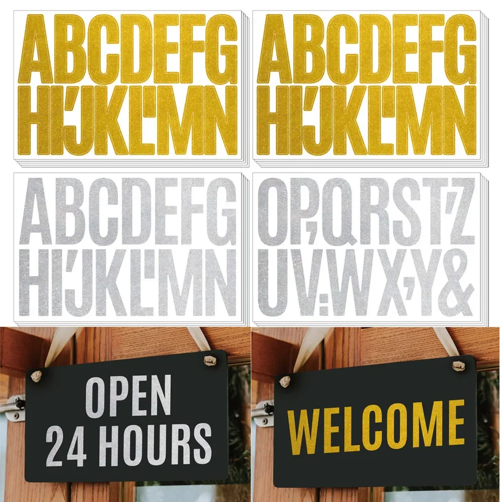3 Inch Shiny Letter Stickers 3 Sheets Large Number Alphabet Sticker Gold Silver for Bulletin Board Mailbox DIY Crafts Art Making