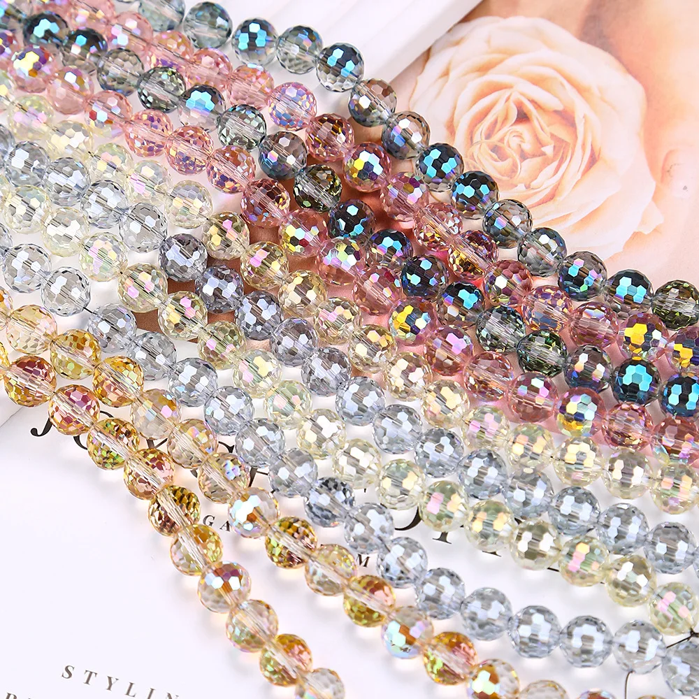 6/8/10mm Austria 96 Facet Glass Beads Crystal Beads Handmade Diy Bracelet Necklace  Jewelry Handmade Beads Accessories Wholesale