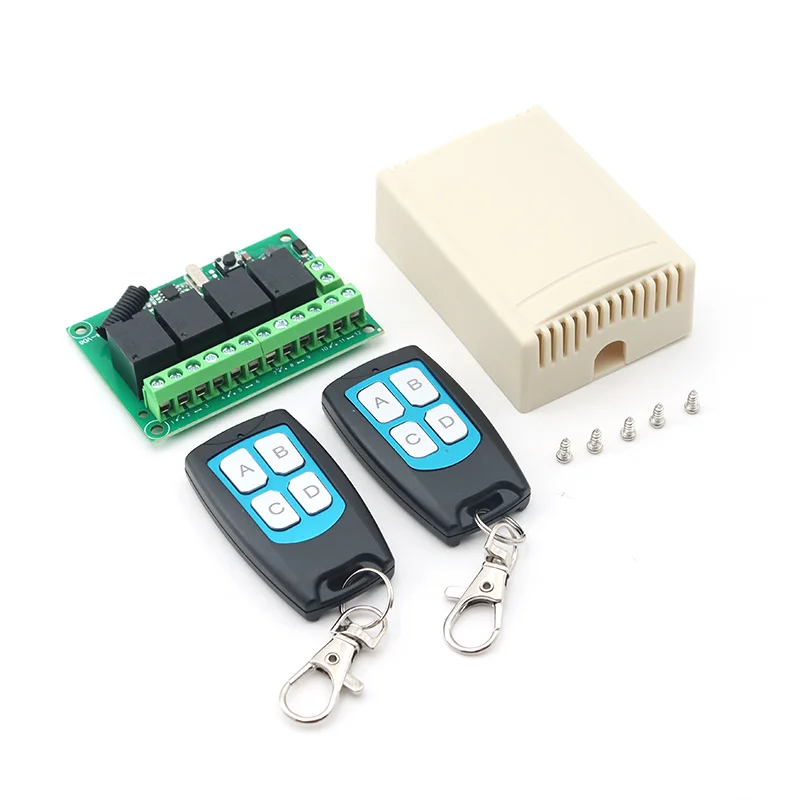 DC 24V 4CH Channel 433Mhz Wireless Remote Control Switch Integrated Circuit With 2 Transmitter DIY Replace Parts Tool Kit