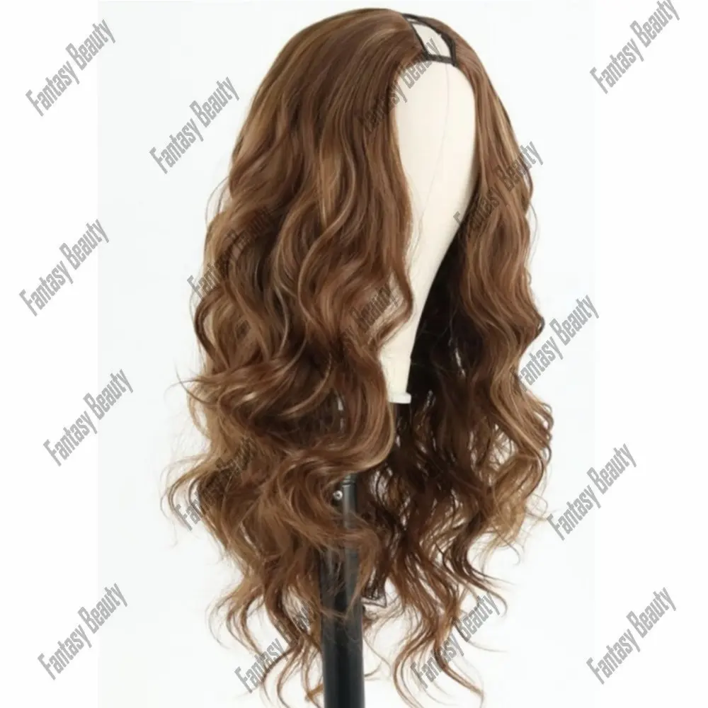 1*4Middle U Part Human Hair Wig Body Wave Highlight Blonde Brown V Shape Wigs Wet And Wavy 180Density Machine Made Wig For Woman