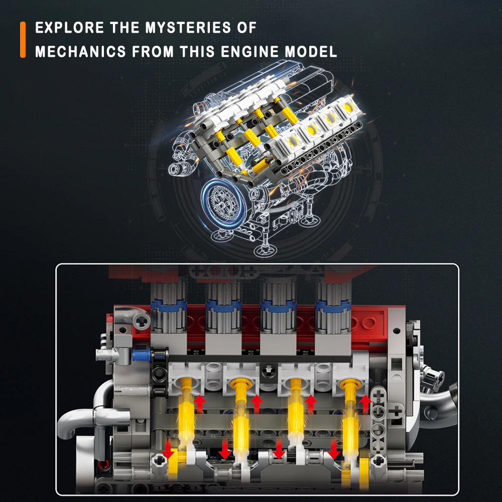하이테크 기계 기술 공식 엔진 모델 빌딩 블록 조립 세트 모듈 벽돌 장난감 어린이를위한 크리스마스 선물