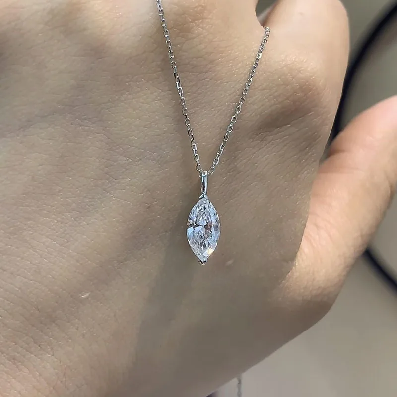 1-3ct EF-VS Marquise Cut CVD&HPHT Lab Grown Diamond IGI Single Diamond 45CM Pendant Necklace 14K Gold Women's Chain Gift