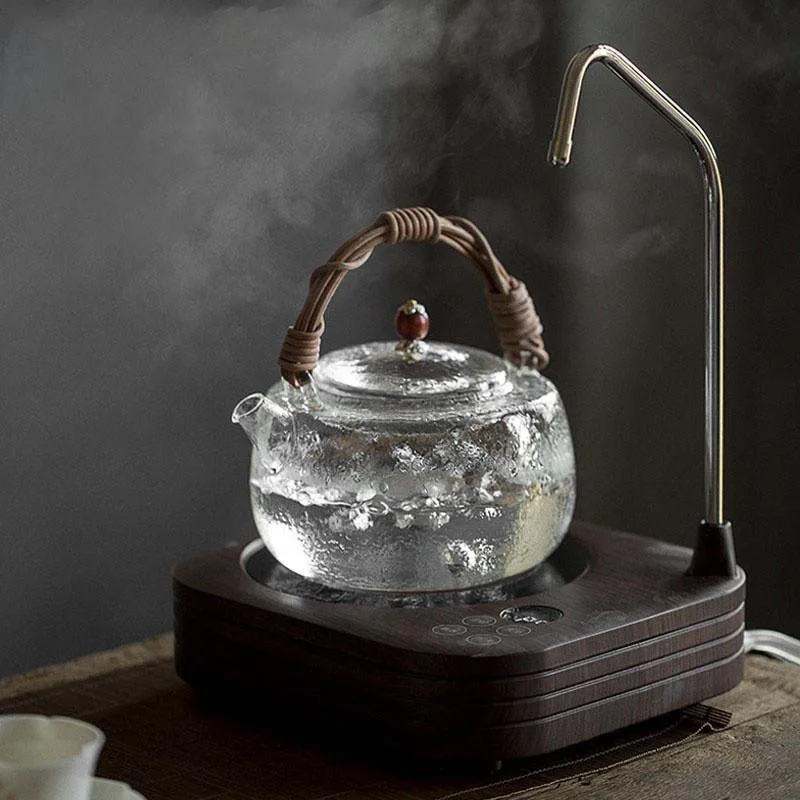 Japanese Style Glass Teapot Household Kettle Heat-Resistant Natural Rattan Woven Glass Handle Kettle Kung Fu Tea Set