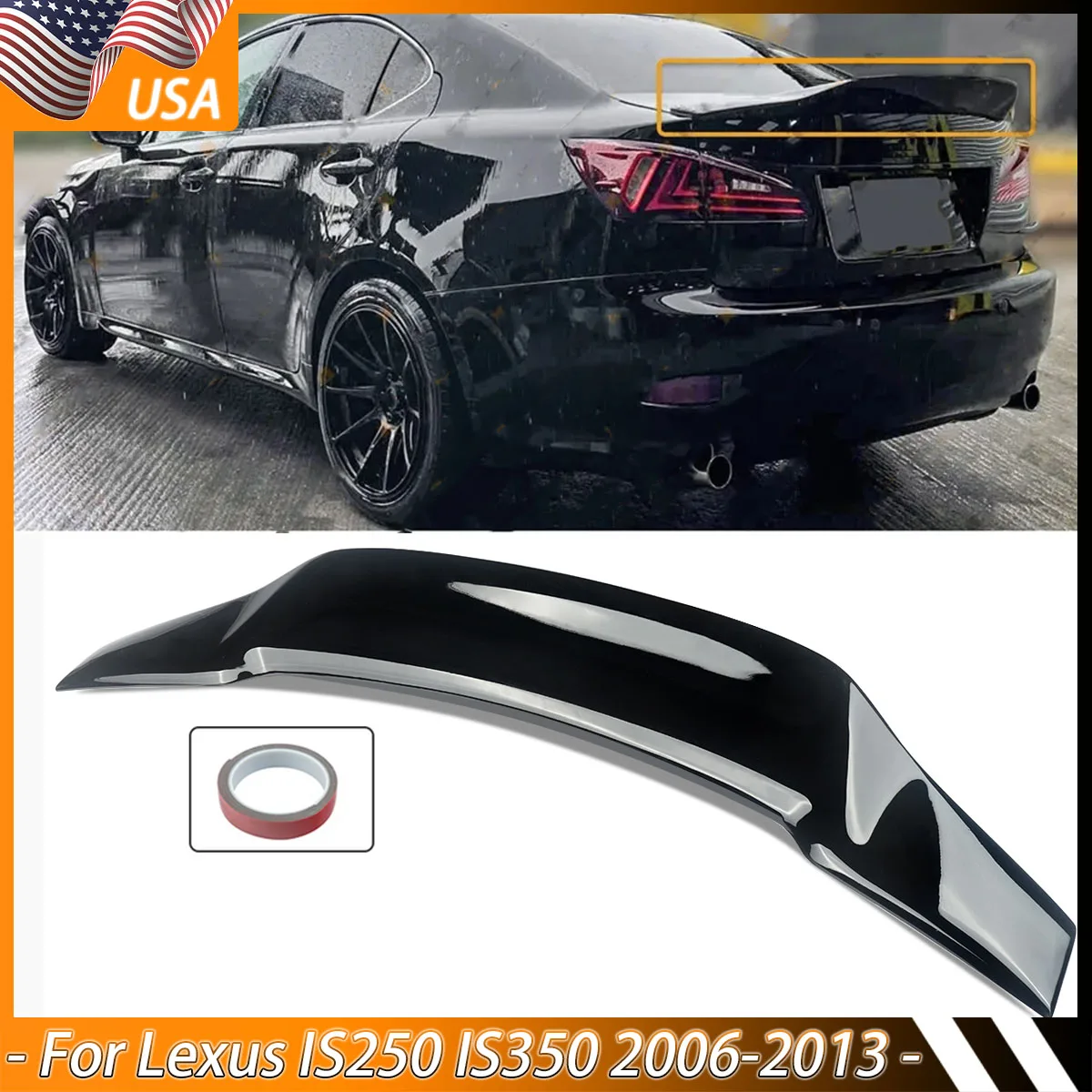 

Duckbill Trunk Wing Spoiler For 2006-2013 LEXUS IS250 IS350 RT Style Glossy Black Rear Tail Wings Roof Spoiler Rear Diffuser