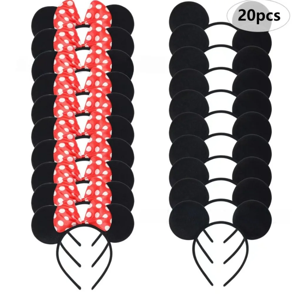 

Adorable Mouse Ears Bow Black Red Pink Hairband Set Cute Children's Headwear Handmade Cartoon Style Party Gift Supplies