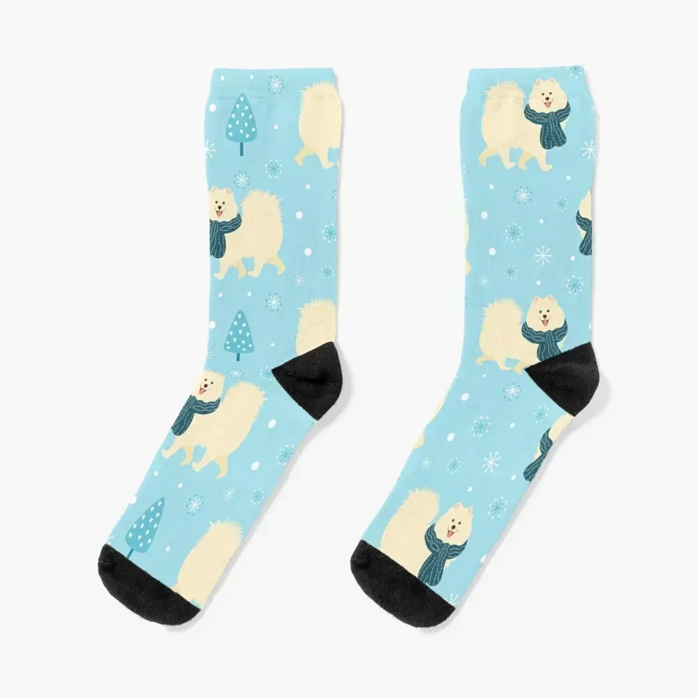 

Cute Samoyed dog in Winter Socks valentine gift ideas cycling christmass gift heated Socks Male Women's