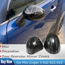 For Mini Cooper S Hatchback Convertible  R50 R52 R53 The Black Flag Rear View Mirror Covers Decoration Car Accessories